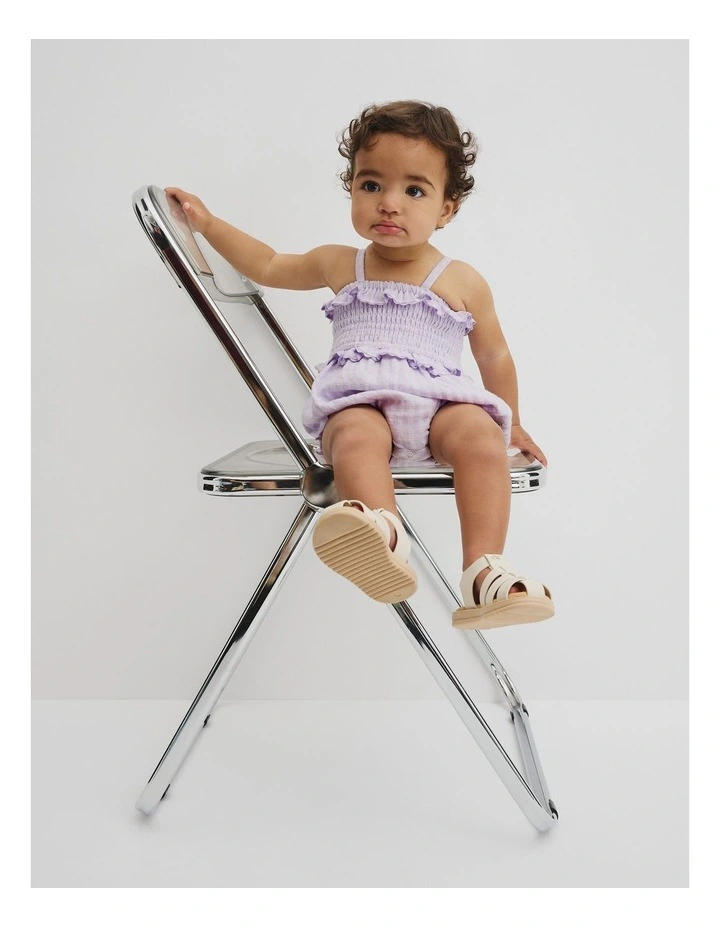 Gingham Frill Romper in Lilac image 1