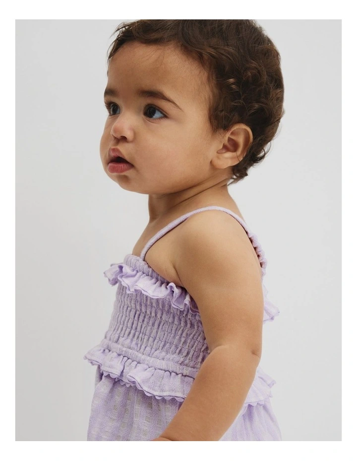 Gingham Frill Romper in Lilac image 2