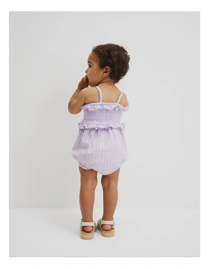 Gingham Frill Romper in Lilac image 3