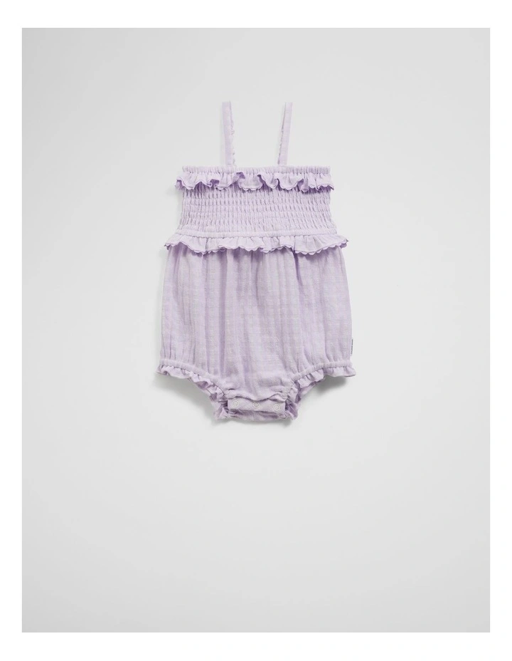 Gingham Frill Romper in Lilac image 4