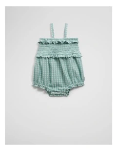 Gingham Frill Romper in Spearmint
