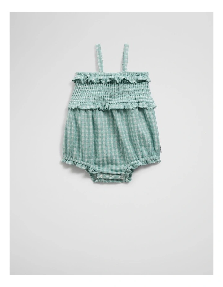 Gingham Frill Romper in Spearmint image 1