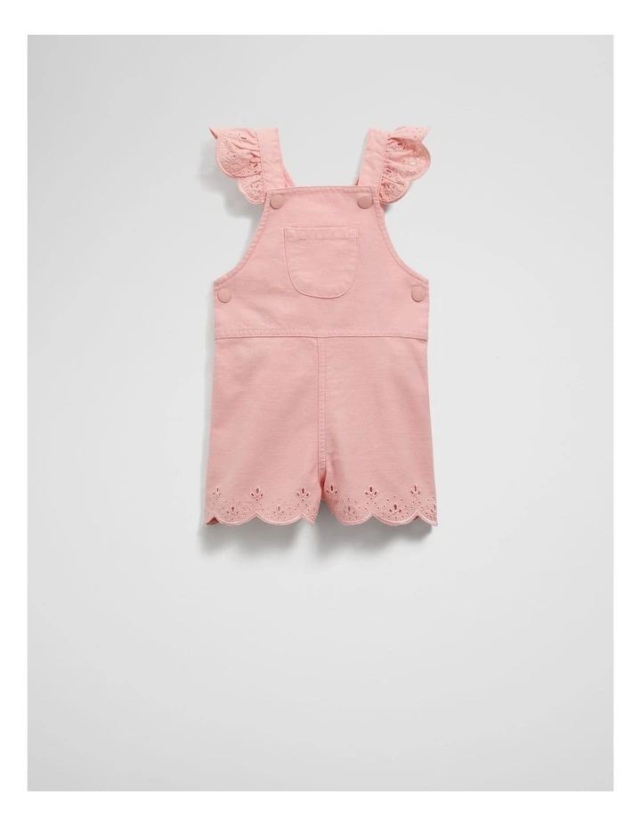 Organically Grown Denim Broderie Overall in Mineral Pink image 1