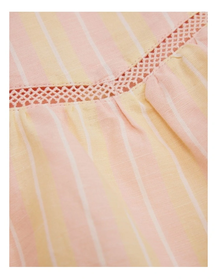 Organically Grown Cotton Blend Puff Sleeve Top in Multi Stripe image 5