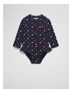 Geometric Floral Swimsuit in Navy Ditsy