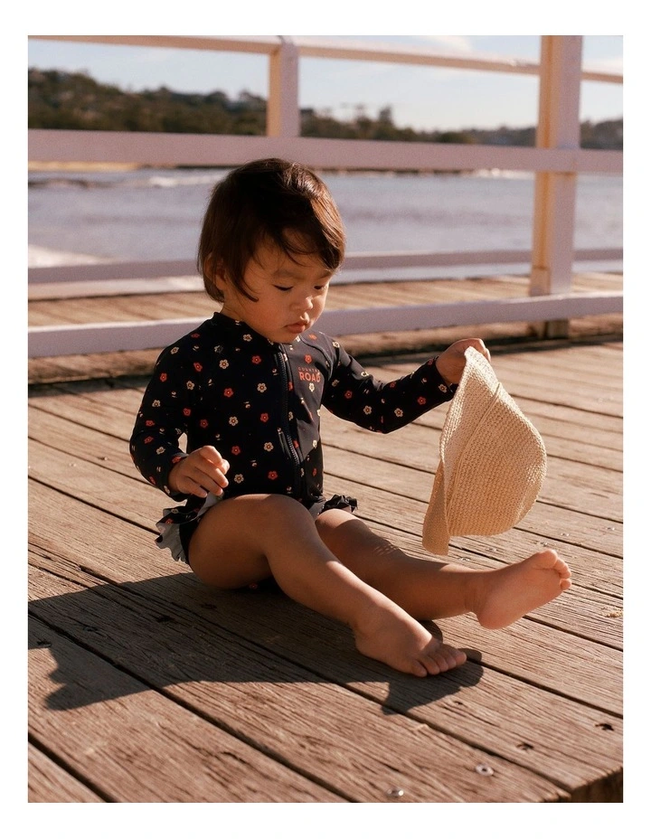 Geometric Floral Swimsuit in Navy Ditsy image 2