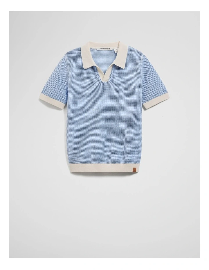 Open Neck Knit Polo in Cloud image 1