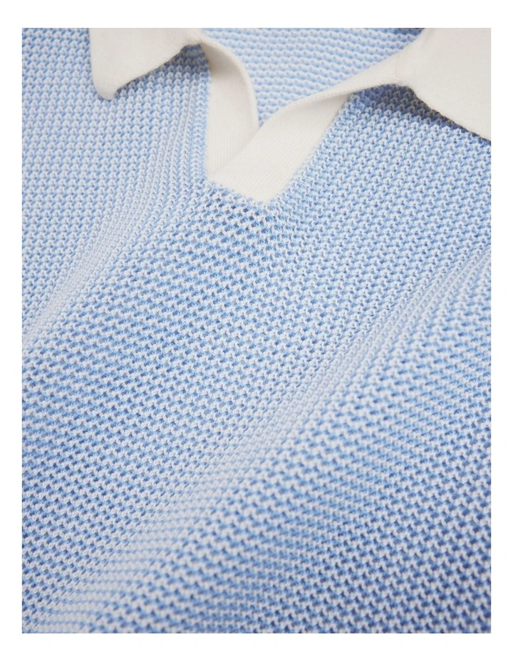 Open Neck Knit Polo in Cloud image 3