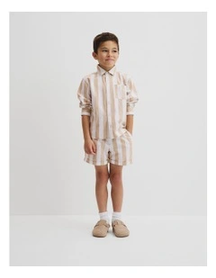 Organically Grown Cotton Blend Shirt in Latte