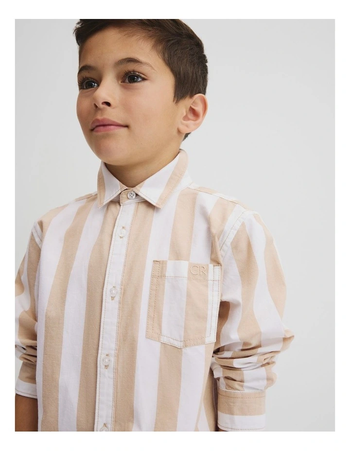 Organically Grown Cotton Blend Shirt in Latte image 3