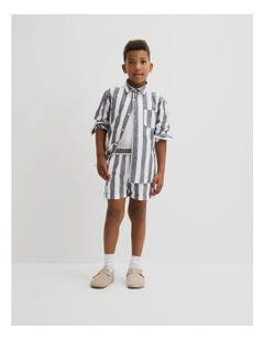 Organically Grown Cotton Blend Shirt in Navy