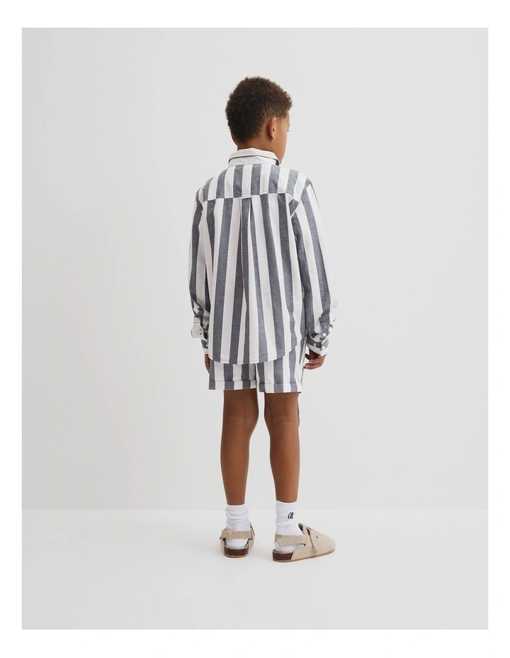 Organically Grown Cotton Blend Shirt in Navy image 4