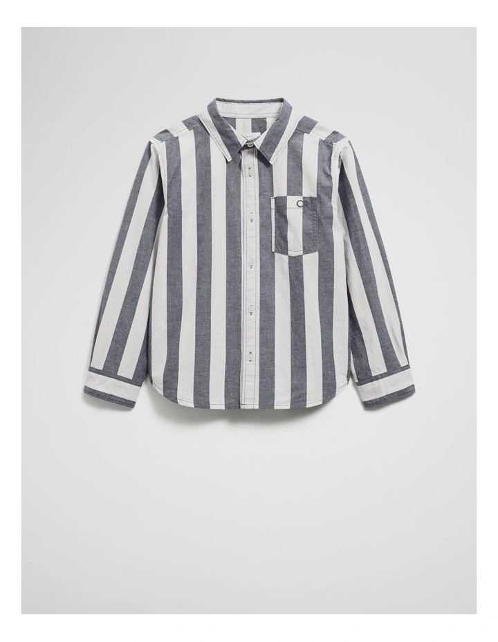 Organically Grown Cotton Blend Shirt in Navy image 5