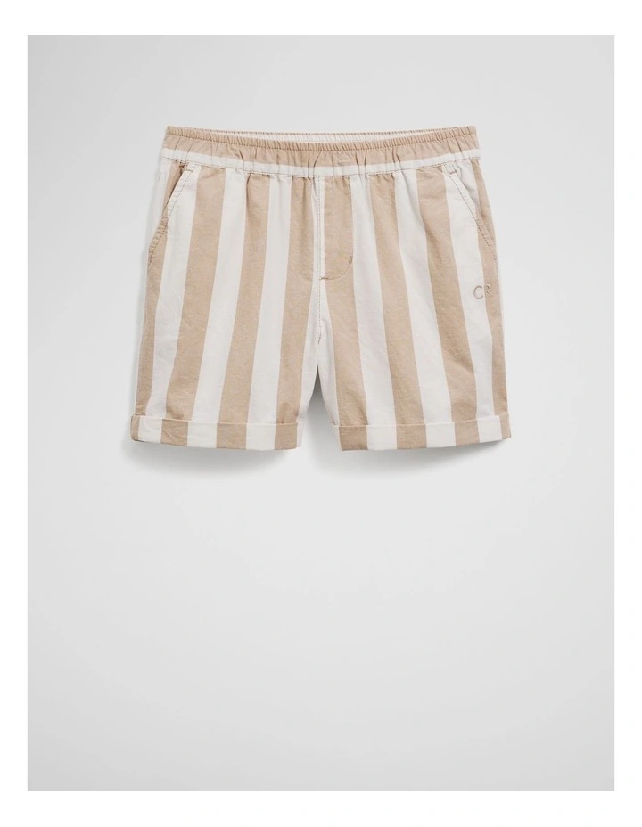 Organically Grown Cotton Blend Stripe Pull-on Short in Latte image 4