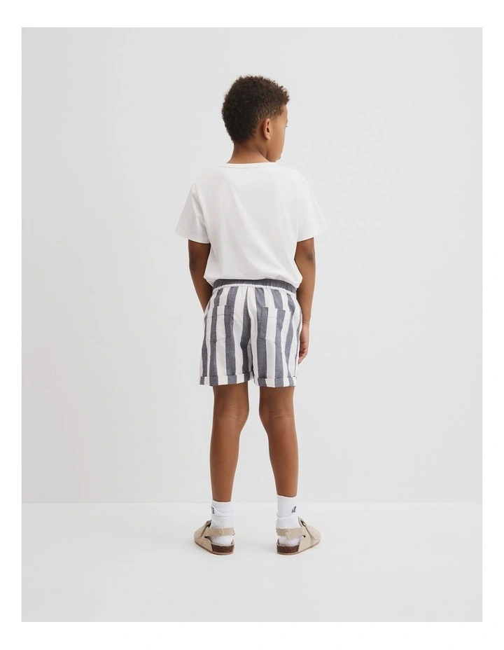 Organically Grown Cotton Blend Stripe Pull-on Short in Navy image 4