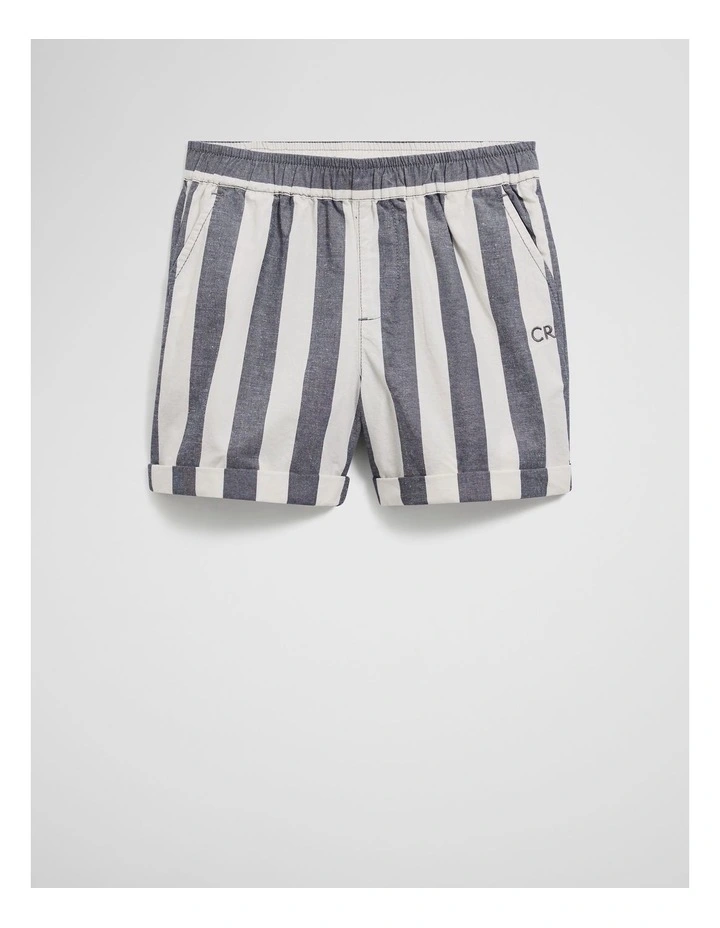 Organically Grown Cotton Blend Stripe Pull-on Short in Navy image 5