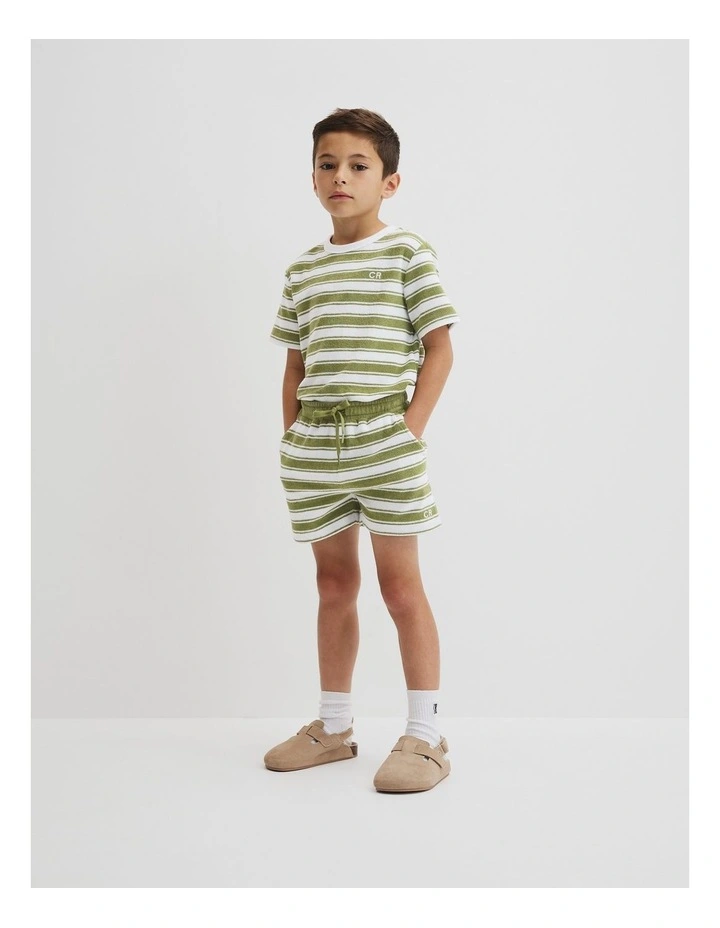Organically Grown Cotton Terry Short in Pear Stripe image 1