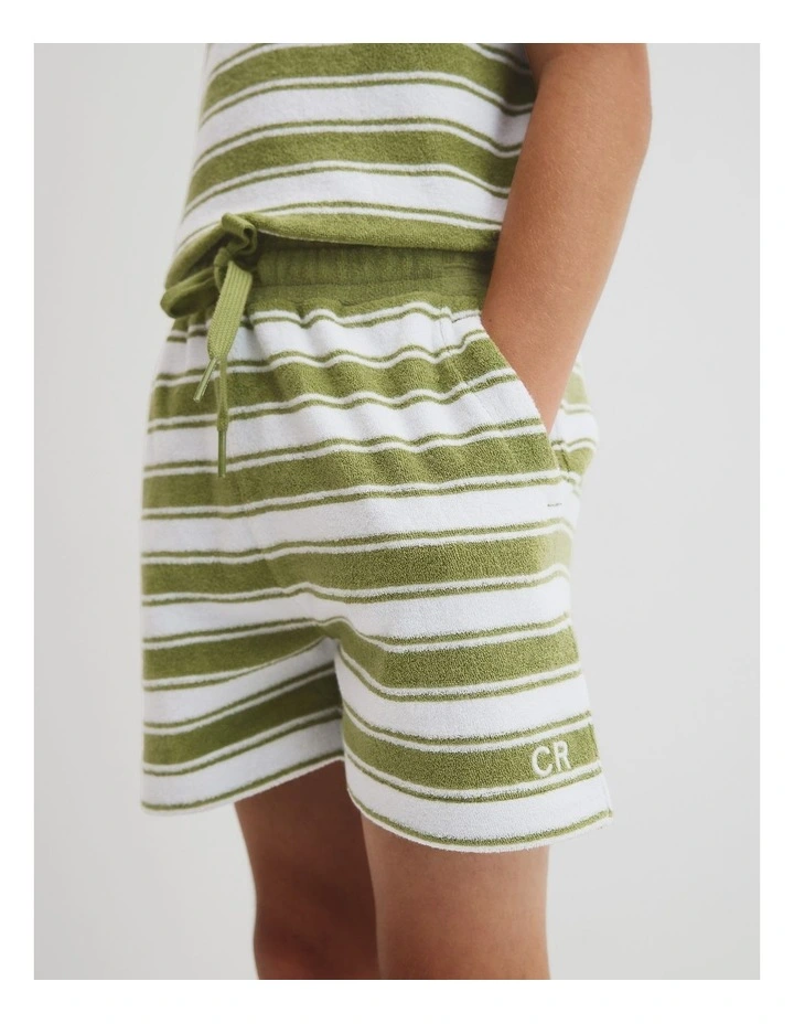 Organically Grown Cotton Terry Short in Pear Stripe image 2