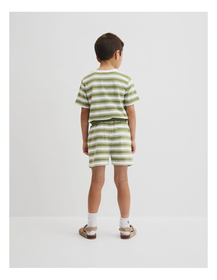Organically Grown Cotton Terry Short in Pear Stripe image 3