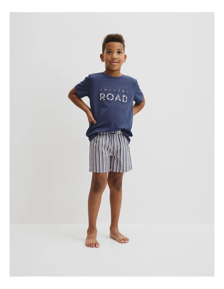 Australian Cotton Stripe Boxer Pyjama Set in Navy image 1