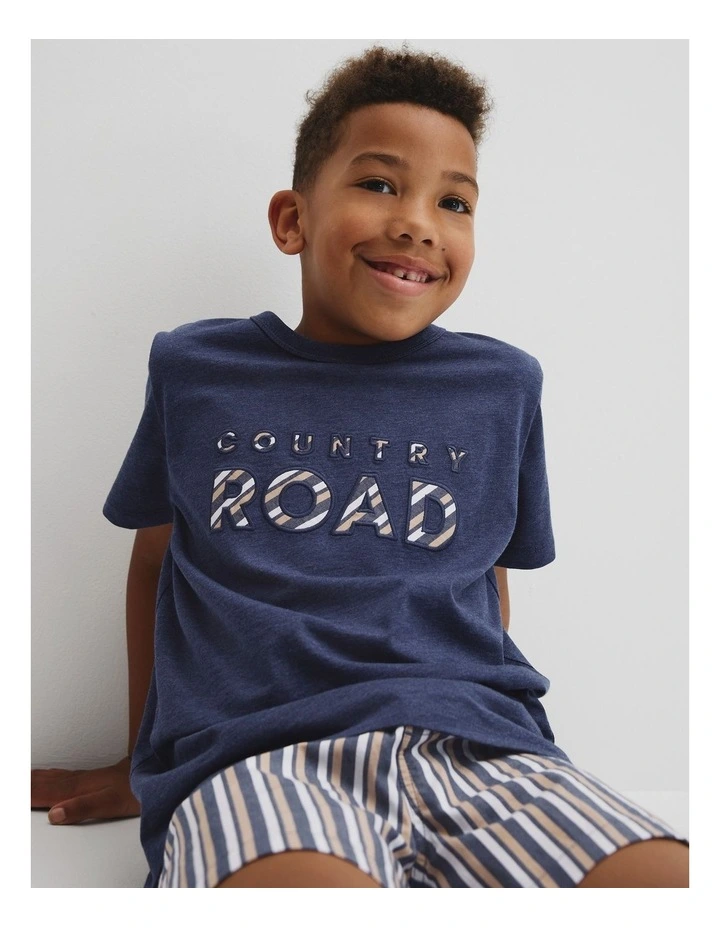 Australian Cotton Stripe Boxer Pyjama Set in Navy image 2