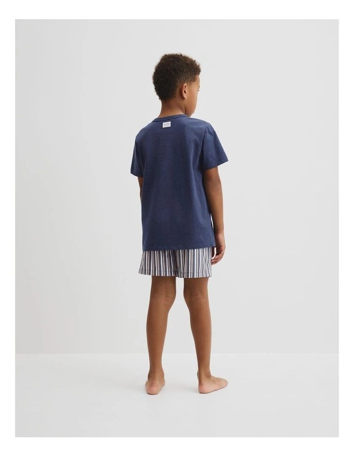 Australian Cotton Stripe Boxer Pyjama Set in Navy image 3