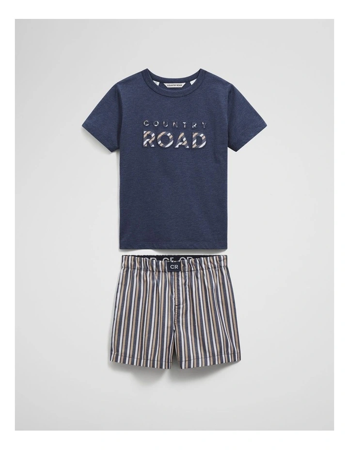 Australian Cotton Stripe Boxer Pyjama Set in Navy image 4