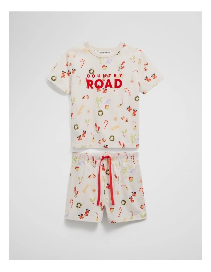 Festive Print Pyjama Set in Vanilla image 4