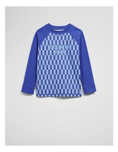 Geometric Logo Rash Vest in Cobalt Blue