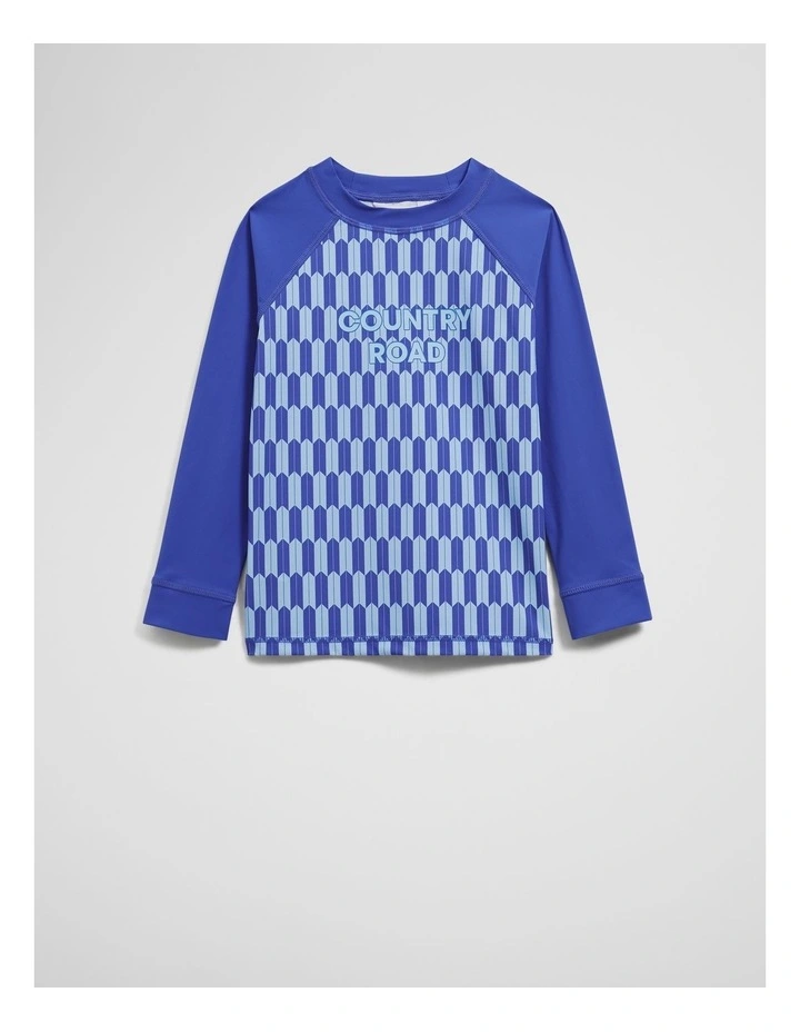 Geometric Logo Rash Vest in Cobalt Blue image 1