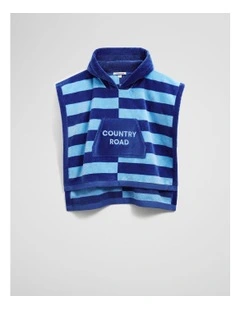 Block Stripe Poncho in Cobalt Blue