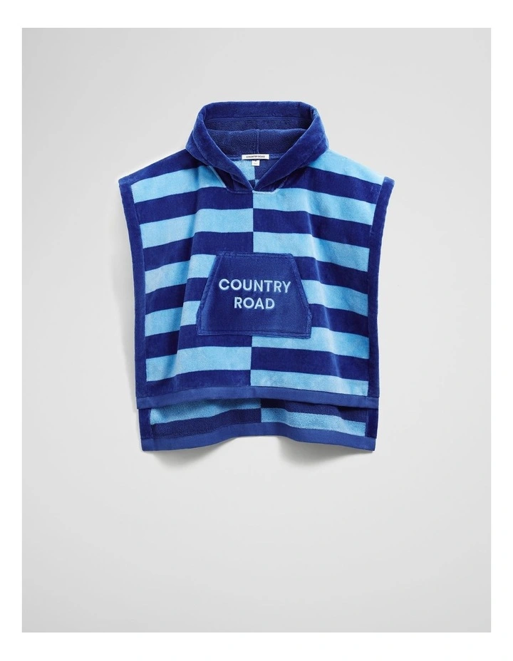 Block Stripe Poncho in Cobalt Blue image 1