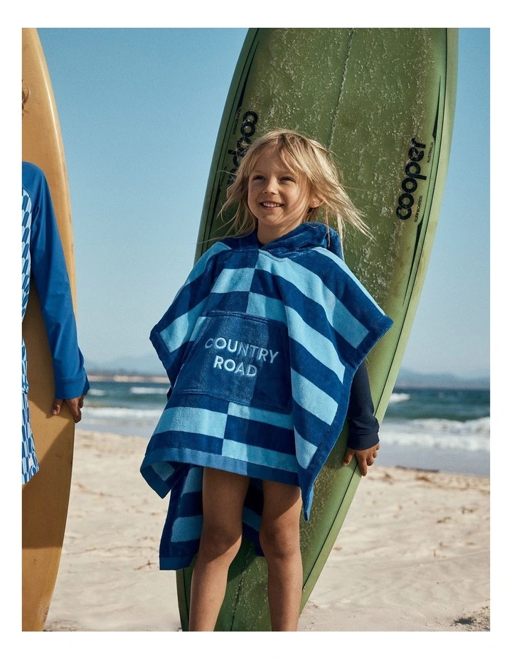 Block Stripe Poncho in Cobalt Blue image 2