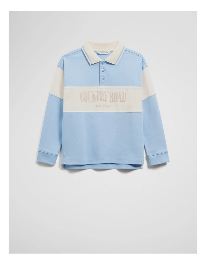 Organically Grown Cotton Stripe Rugby Top in Cloud image 1
