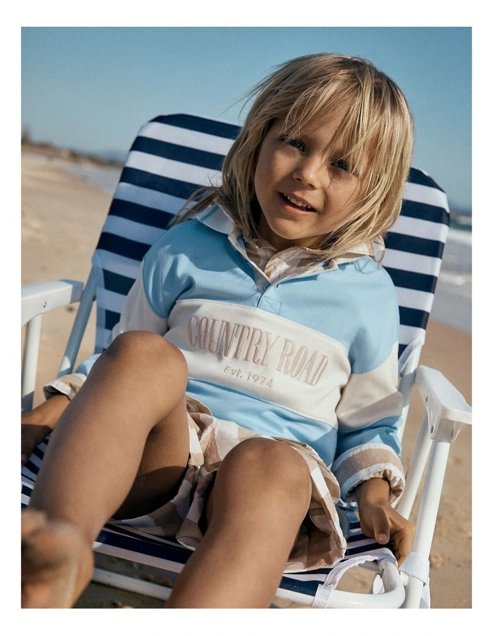 Organically Grown Cotton Stripe Rugby Top in Cloud image 2