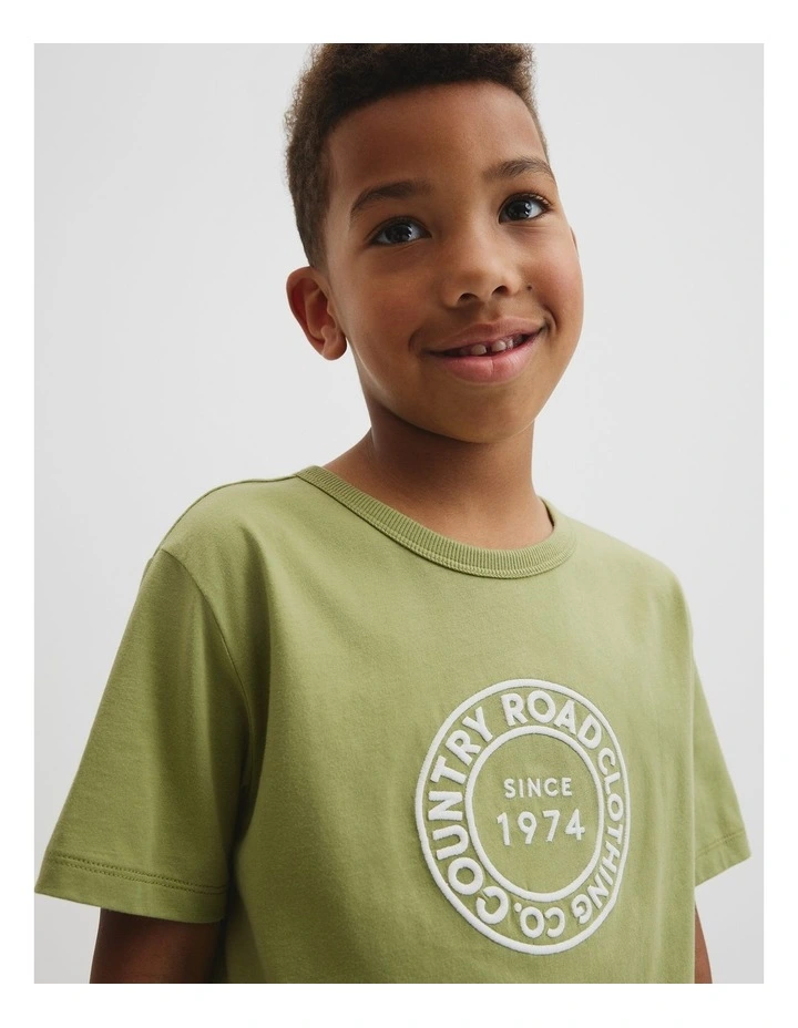 Australian Cotton Oversized Logo T-shirt in Pear image 2