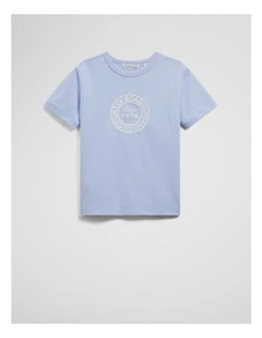 Australian Cotton Oversized Logo T-shirt in Bluebell