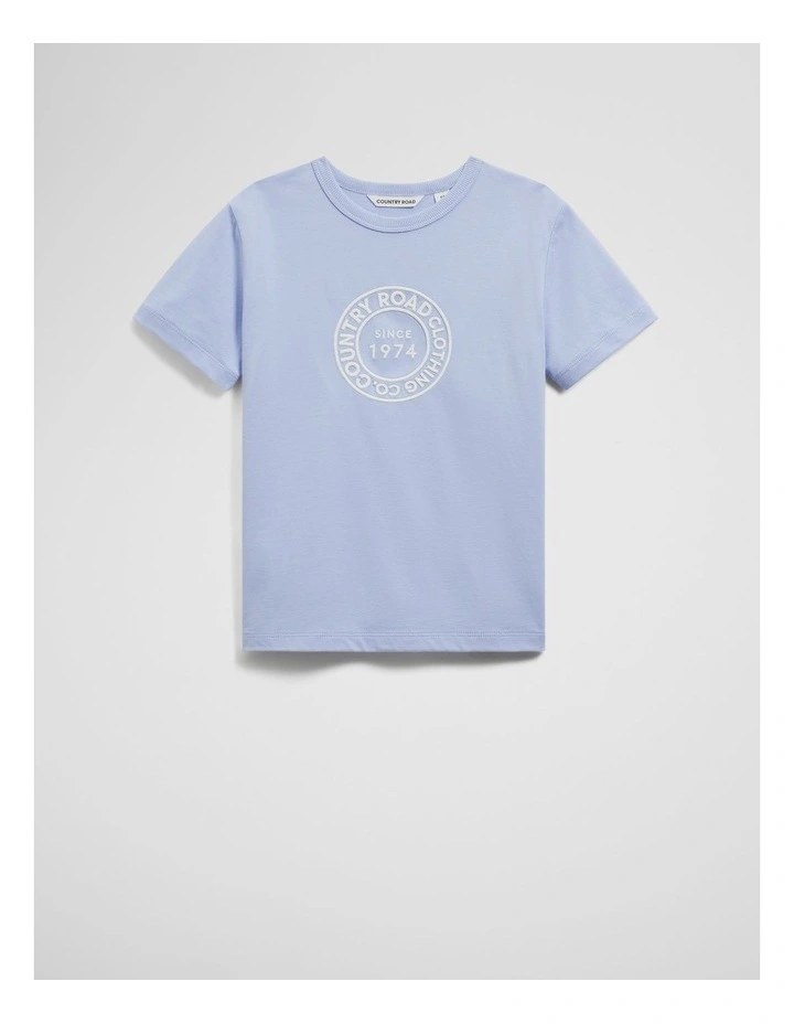 Australian Cotton Oversized Logo T-shirt in Bluebell image 1