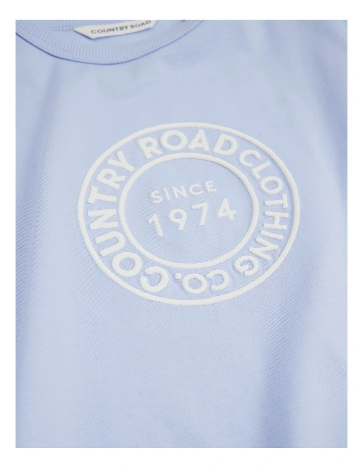 Australian Cotton Oversized Logo T-shirt in Bluebell image 2
