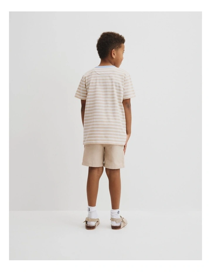 Australian Cotton Heritage T-shirt in Oat Stripe image 3
