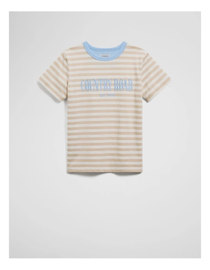 Australian Cotton Heritage T-shirt in Oat Stripe image 4