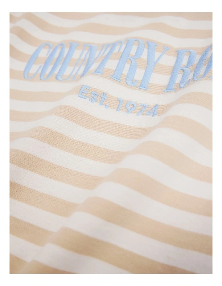 Australian Cotton Heritage T-shirt in Oat Stripe image 5
