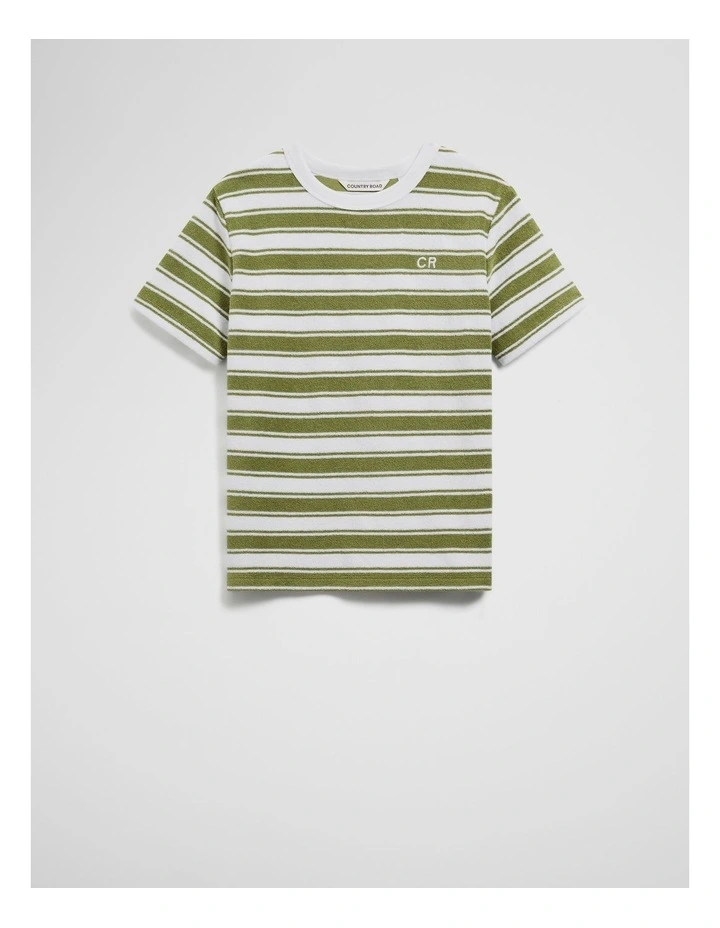 Organically Grown Cotton Relaxed Terry T-shirt in Pear Stripe image 4