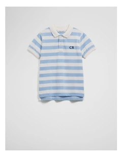 Logo Polo Shirt in Cloud Stripe