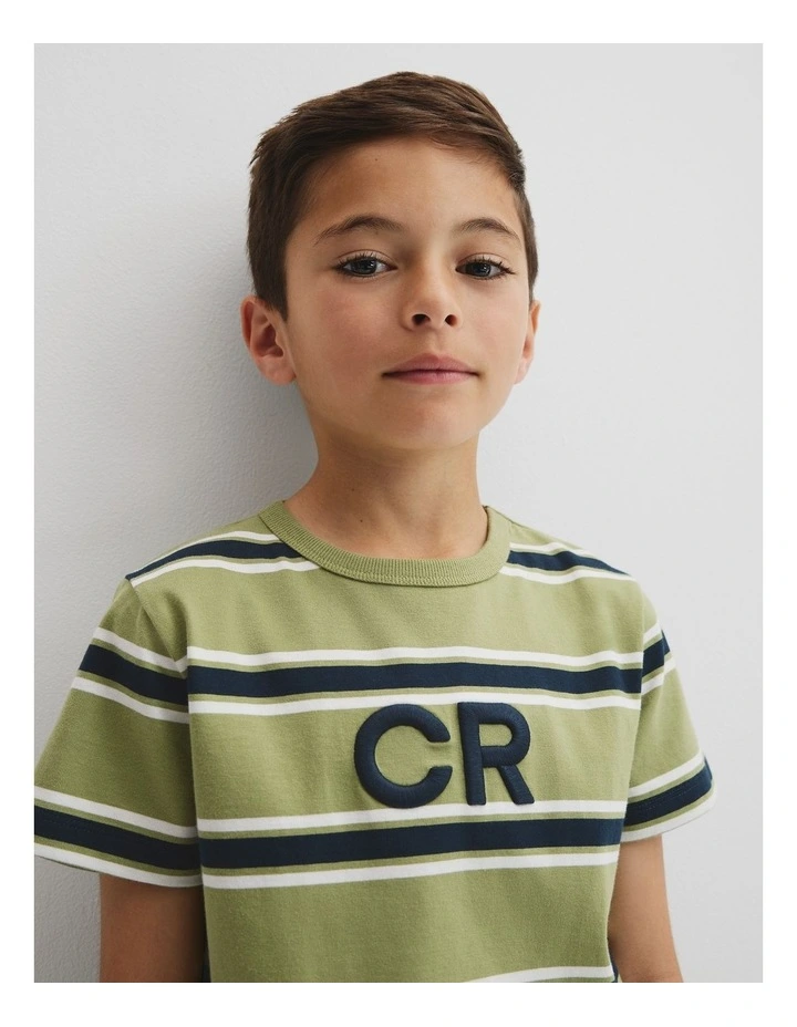 Cr Stripe T-shirt in Pear image 2