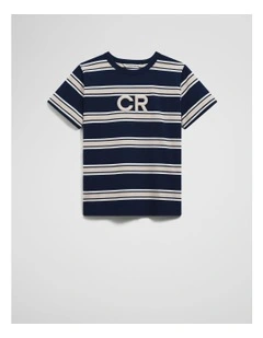 Cr Stripe T-shirt in Navy