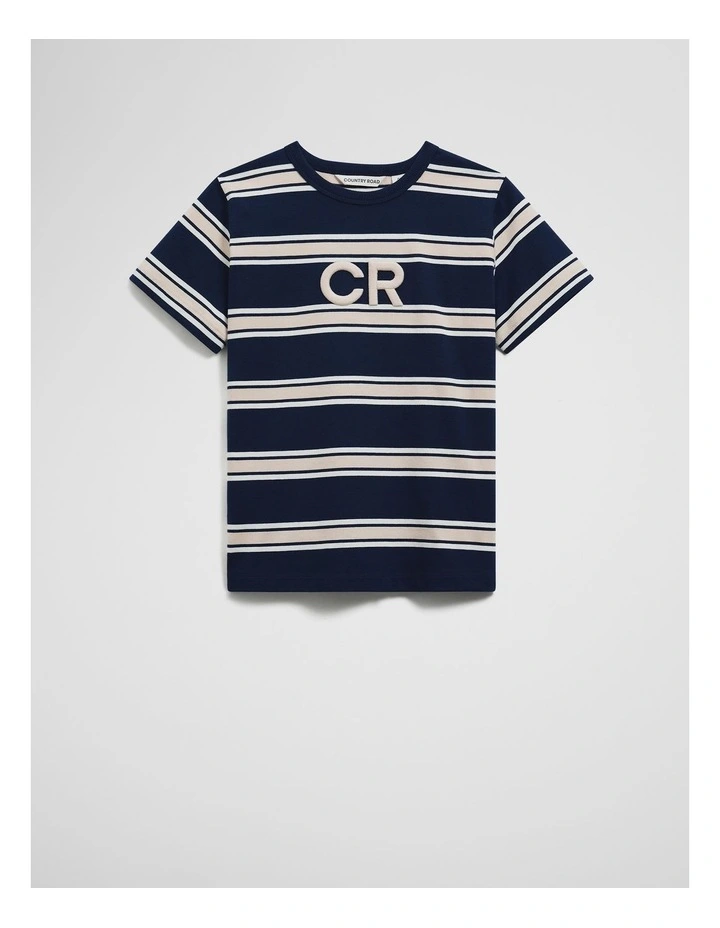 Cr Stripe T-shirt in Navy image 1