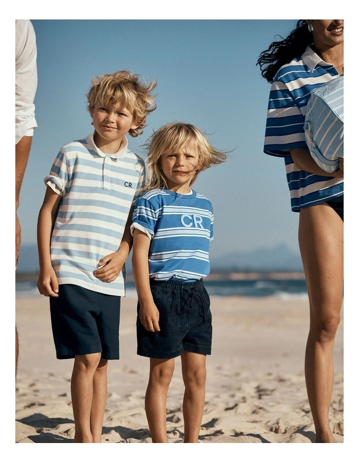 Cr Stripe T-shirt in Cobalt Blue image 2