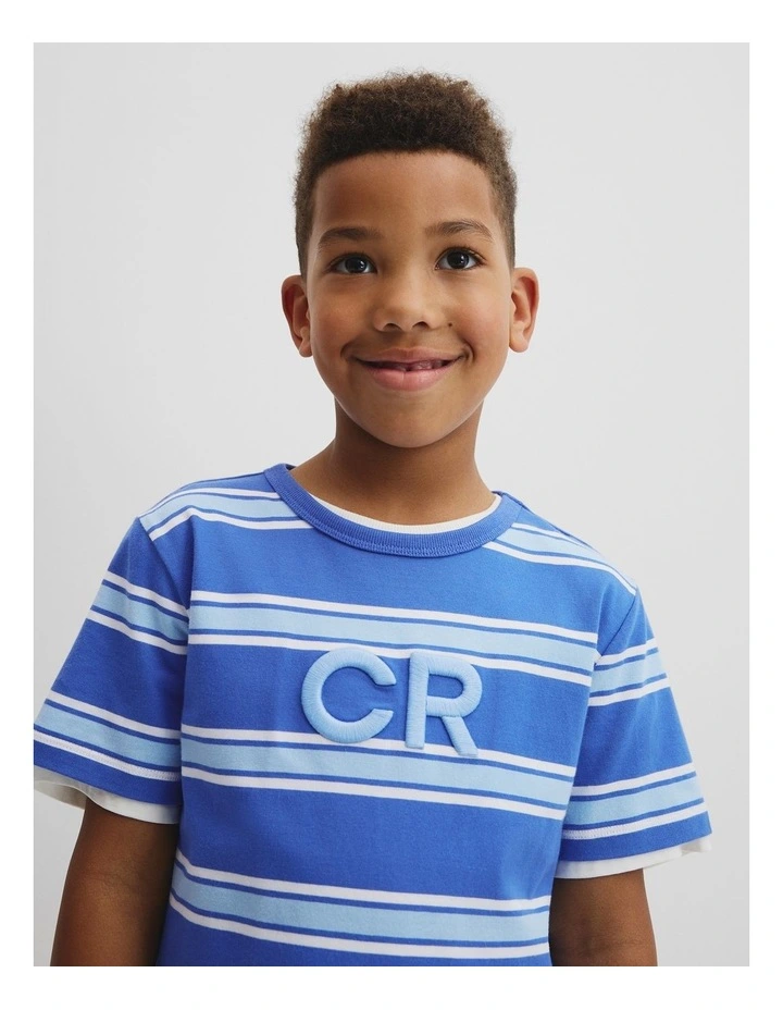 Cr Stripe T-shirt in Cobalt Blue image 3