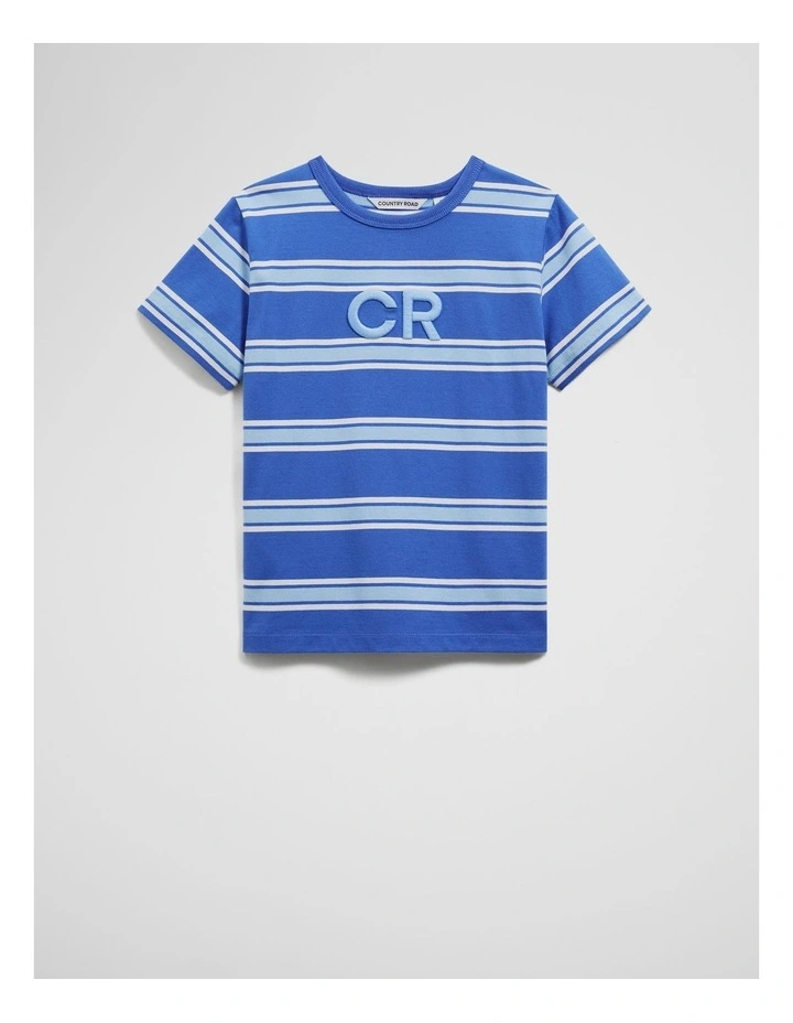 Cr Stripe T-shirt in Cobalt Blue image 5
